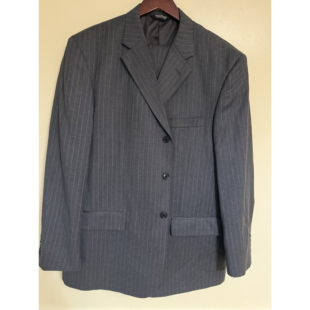 Evan Picone Pinstripped 3 Button Men Suit Size 46 Regular